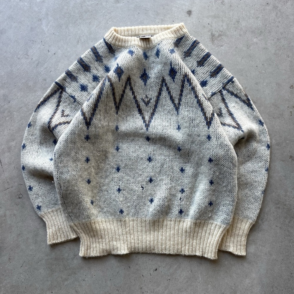 Vintage Viking Wool Sweater Iceland Pure Fair Isle Jumper Size S Fisherman